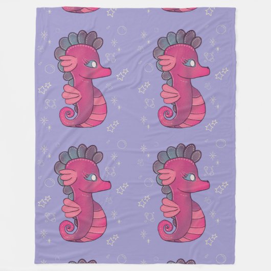 Punky zeepaard | Schattig Roze Zeepaard Fleece Deken (Voorkant)