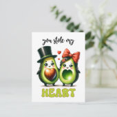 Punny avocado Je hebt mijn hart Valentijn gestolen Briefkaart (Staand voorkant)
