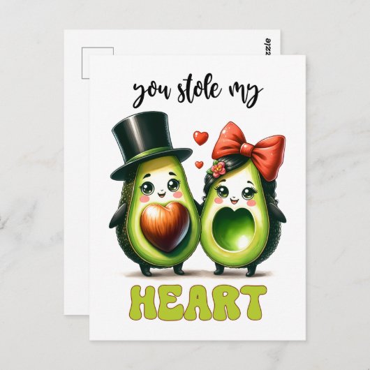Punny avocado Je hebt mijn hart Valentijn gestolen Briefkaart (Voorkant / Achterkant)