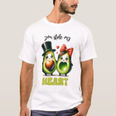 Punny avocado Je hebt mijn hart Valentijn gestolen T-shirt (Voorkant)