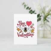 Punny Bee mijn Valentijn Harten en Bloemen Briefkaart (Staand voorkant)