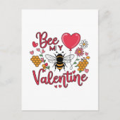 Punny Bee mijn Valentijn Harten en Bloemen Briefkaart (Voorkant)