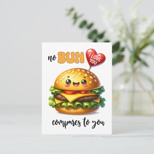 Punny Cheeseburger Valentijn Briefkaart (Staand voorkant)