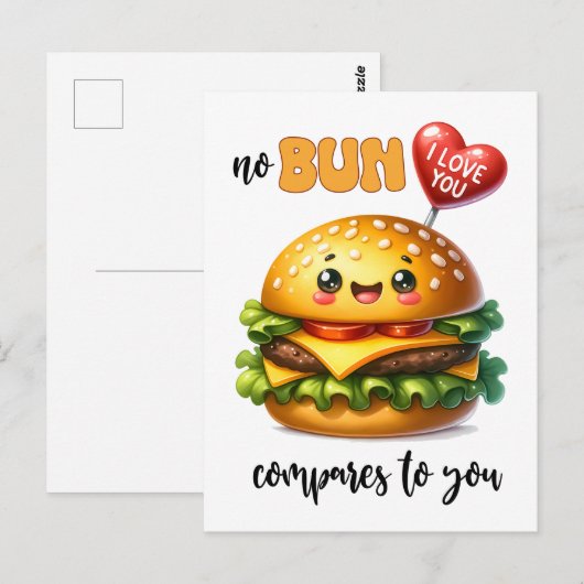 Punny Cheeseburger Valentijn Briefkaart (Voorkant / Achterkant)
