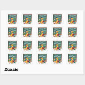 Punny Dinosaur Thesaurus 'Word Wizard' Vierkante Sticker (Vel)