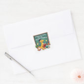 Punny Dinosaur Thesaurus 'Word Wizard' Vierkante Sticker (Envelop)