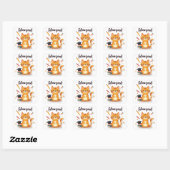 Punny 'Feline Good' Terug naar School Cat Vierkante Sticker (Vel)