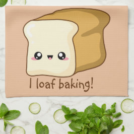 Punny Ik hou van je, kawaii brood Theedoek