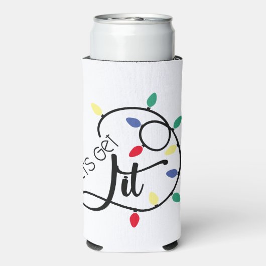 Punny Lets krijgen het | kerstlampjes Drink woords Seltzer Blikjeskoeler (Seltzer Achterkant)