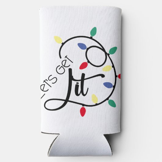 Punny Lets krijgen het | kerstlampjes Drink woords Seltzer Blikjeskoeler (Achterkant)