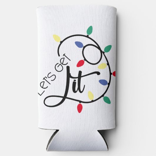 Punny Lets krijgen het | kerstlampjes Drink woords Seltzer Blikjeskoeler (Voorkant)