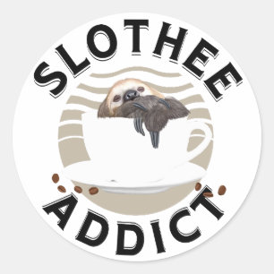 Punny luiaard en koffie liefhebbers ronde sticker