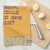 Punny Passover Kitchen Towel met Matzoh Border Theedoek (Quarter Fold)