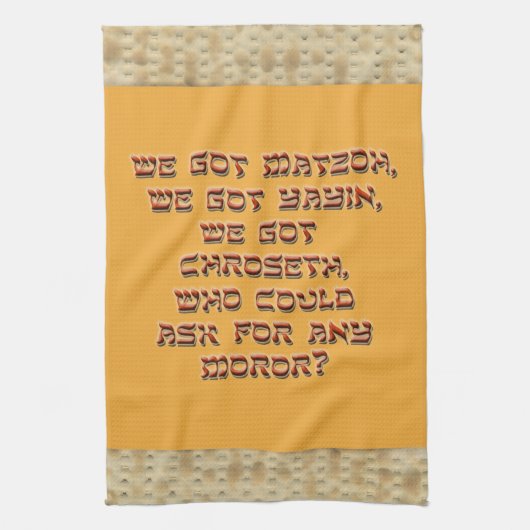 Punny Passover Kitchen Towel met Matzoh Border Theedoek (Verticaal)