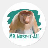 Punny Proboscis Aap Ronde Sticker (Voorkant)