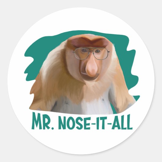 Punny Proboscis Aap Ronde Sticker (Voorkant)