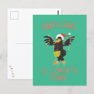 Punny Santa Caws Kerstfeestdag Briefkaart