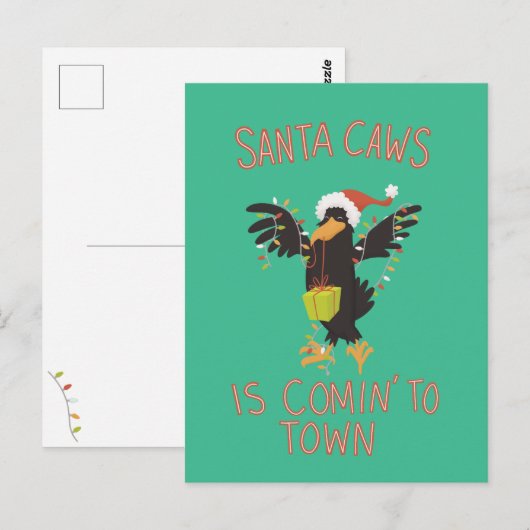 Punny Santa Caws Kerstfeestdag Briefkaart (Voorkant / Achterkant)