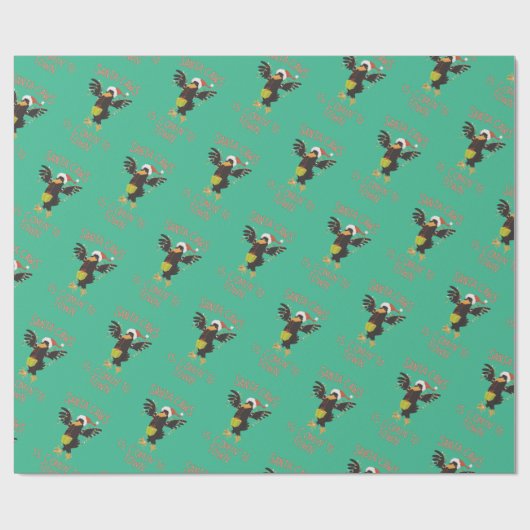 Punny Santa Caws Kerstfeestdag Cadeaupapier (Vlak)