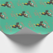 Punny Santa Caws Kerstfeestdag Cadeaupapier (Hoek)