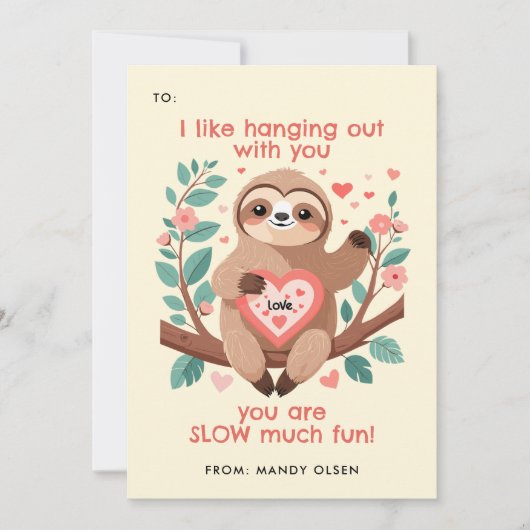 Punny Sloth Classroom Valentijns's Exchange Feestdagenkaart (Voorkant)