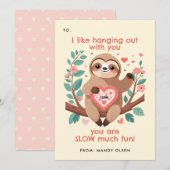 Punny Sloth Classroom Valentijns's Exchange Feestdagenkaart (Voorkant / Achterkant)