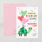 Punny Turtle Valentijnsdag Kinder Klaslokaal Kaart (Voorkant / Achterkant)