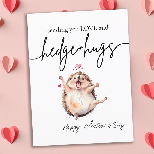 Punny Waterverf Happy Hedgehog Valentijnsdag Briefkaart