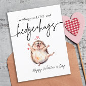 Punny Waterverf Happy Hedgehog Valentijnsdag Briefkaart