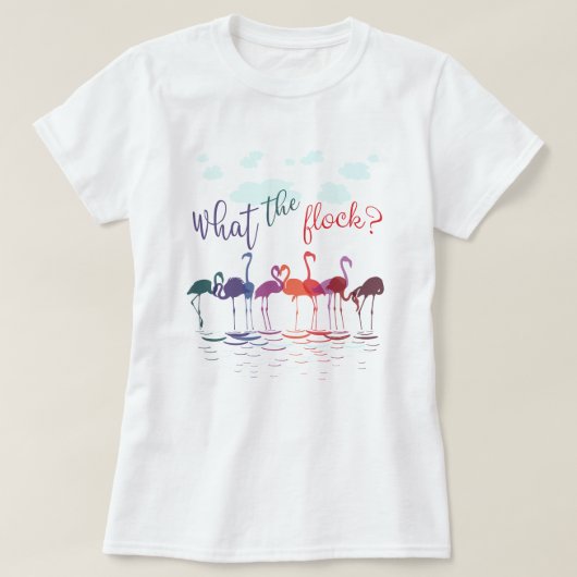 Punny What the Flock Flamingos T-shirt (Design voorkant)