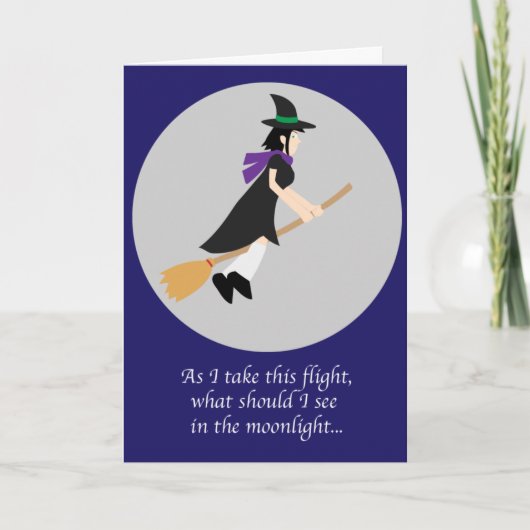 Punny Witch Halloween Kaart (Voorkant)