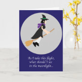Punny Witch Halloween Kaart (Gele Bloem)