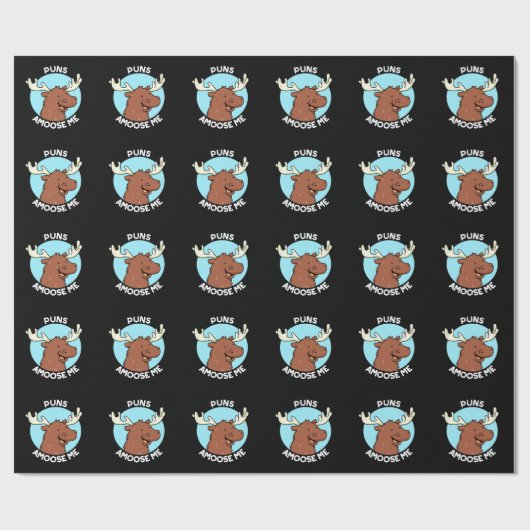 Puns Amoose me Funny Moose Pun Dark BG Cadeaupapier (Vlak)