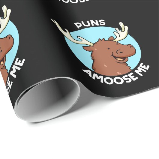 Puns Amoose me Funny Moose Pun Dark BG Cadeaupapier (Rol Hoek)