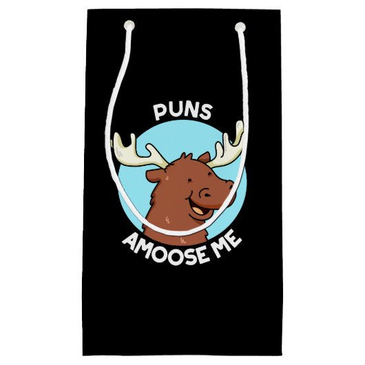 Puns Amoose me Funny Moose Pun Dark BG Klein Cadeauzakje (Voorkant)