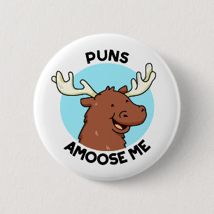 Puns Amoose me Funny Moose Pun Ronde Button 5,7 Cm
