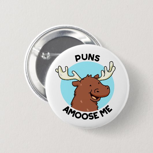 Puns Amoose me Funny Moose Pun Ronde Button 5,7 Cm (Voorkant /achterkant)