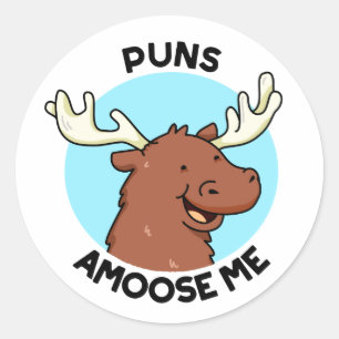 Puns Amoose me Funny Moose Pun Ronde Sticker