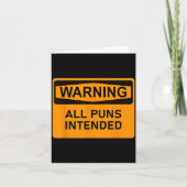 Puns Are Intended Funny Warning Sign Sarcastic Hum Kaart (Voorkant)