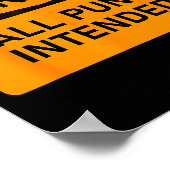 Puns Are Intended Funny Warning Sign Sarcastic Hum Poster (Hoek)