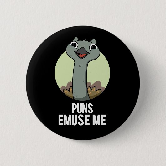 Puns Emuse me Funny Emu Pun Dark BG Ronde Button 5,7 Cm (Voorkant)