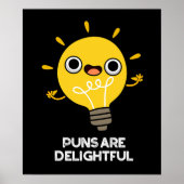 Puns is heerlijk Funny Bulb Pun Dark BG Poster (Voorkant)