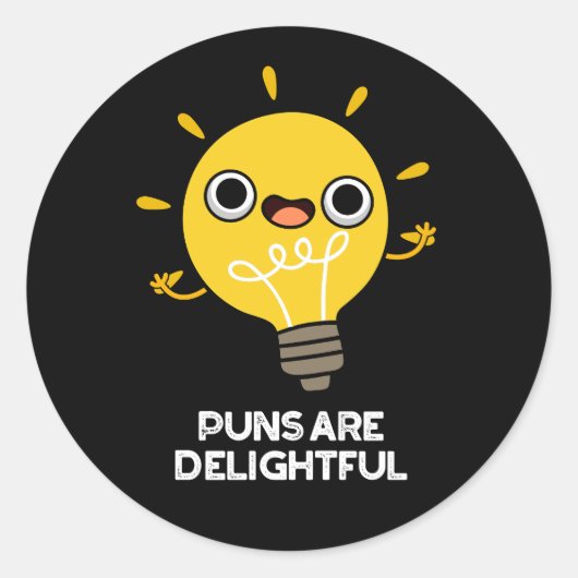 Puns is heerlijk Funny Bulb Pun Dark BG Ronde Sticker (Voorkant)