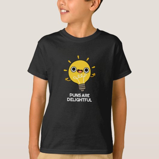 Puns is heerlijk Funny Bulb Pun Dark BG T-shirt (Voorkant)