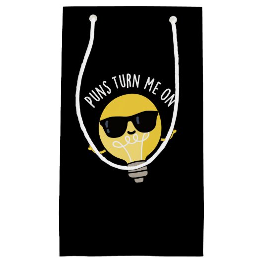 Puns zet me op Funny Light Bulb Pun Dark BG Klein Cadeauzakje (Voorkant)