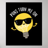 Puns zet me op Funny Light Bulb Pun Dark BG Poster (Voorkant)