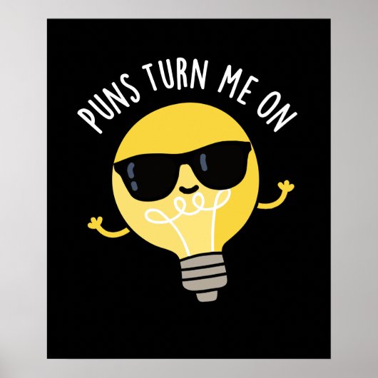 Puns zet me op Funny Light Bulb Pun Dark BG Poster (Voorkant)