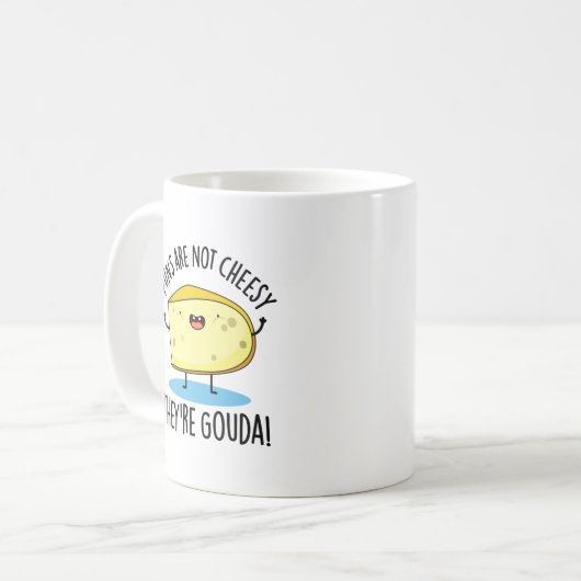 Puns zijn geen Cheesy the're Gouda Funny Cheese Pu Koffiemok (Voorkant links)
