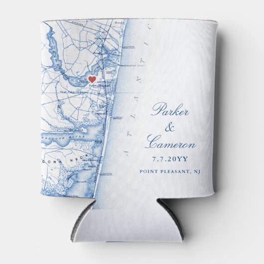 Punt Aangename NJ bruiloft gunst Navy Blue Drink Blikjeskoeler (Voorkant)