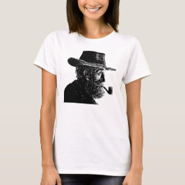 Punt- en Lijnportret: Wijze Oude Man die een Pijp  T-shirt